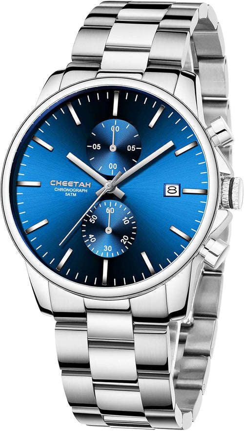Herrenuhren Mit Lässiger Wasserdichter Chronographen Quarzuhr Aus Edelstahl Und Metall, Auto Date in Farbenfrohen Zeigern