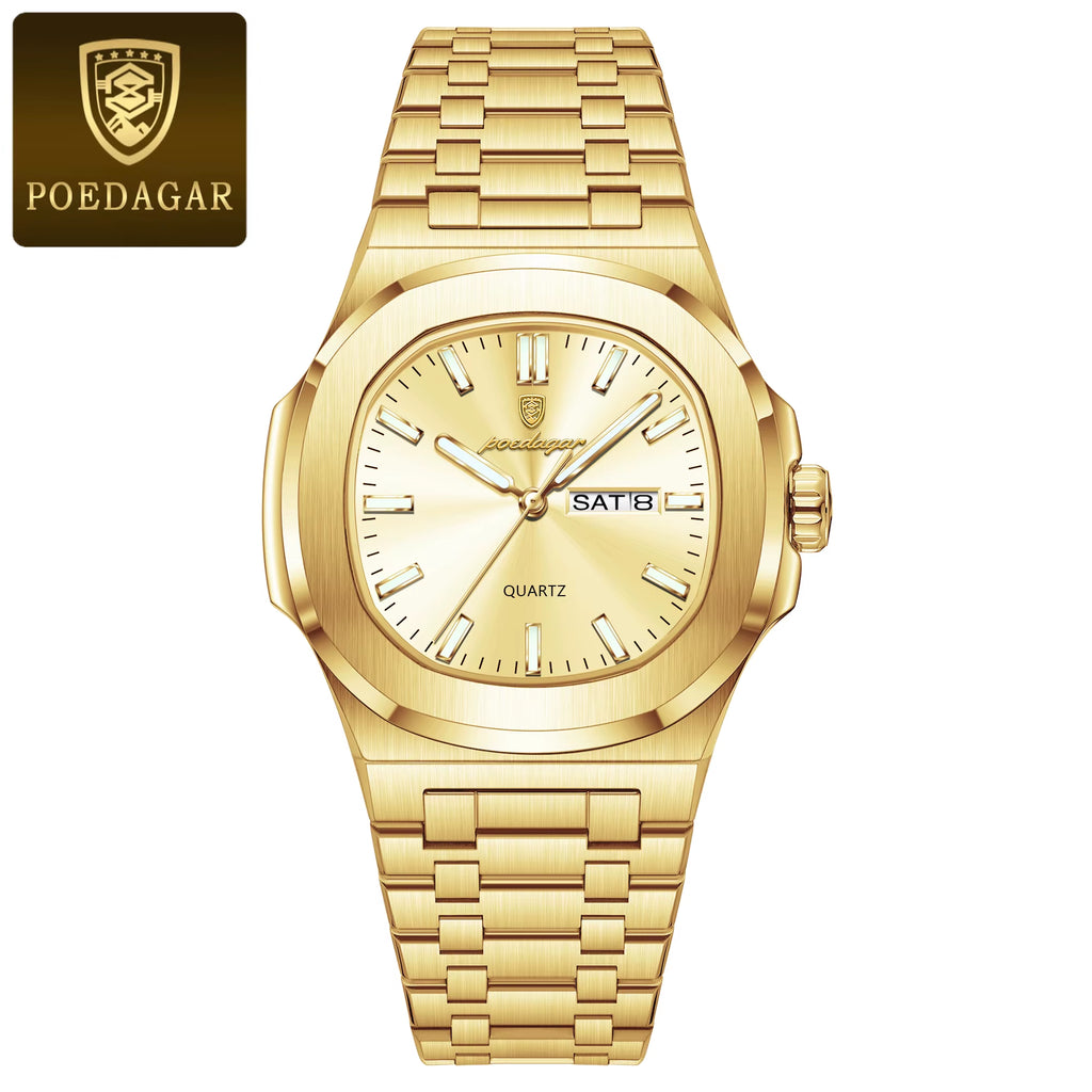 Luxury Military Man Watch Square Waterproof Luminous Date Week Men Watch Stainless Steel Quartz Men'S Watches Reloj+Box