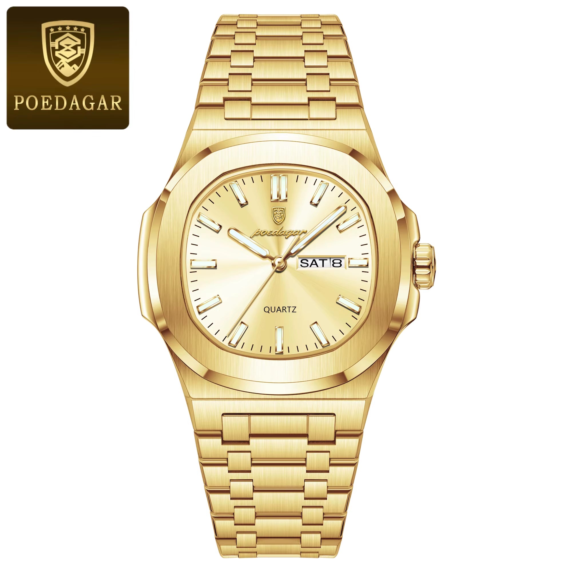 Luxury Military Man Watch Square Waterproof Luminous Date Week Men Watch Stainless Steel Quartz Men'S Watches Reloj+Box