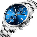 Herrenuhren Mit Lässiger Wasserdichter Chronographen Quarzuhr Aus Edelstahl Und Metall, Auto Date in Farbenfrohen Zeigern