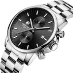 Herrenuhren Mit Lässiger Wasserdichter Chronographen Quarzuhr Aus Edelstahl Und Metall, Auto Date in Farbenfrohen Zeigern