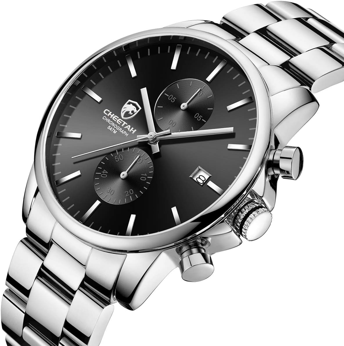 Herrenuhren Mit Lässiger Wasserdichter Chronographen Quarzuhr Aus Edelstahl Und Metall, Auto Date in Farbenfrohen Zeigern