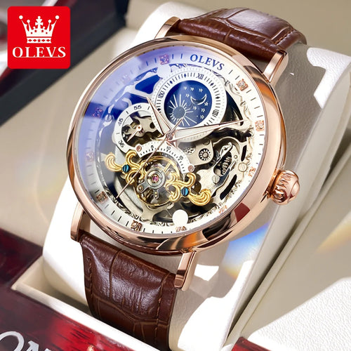 Skeleton Watches Mechanical Automatic Watch Men Tourbillon Sport Clock Casual Business Moon Wrist Watch Relojes Hombre