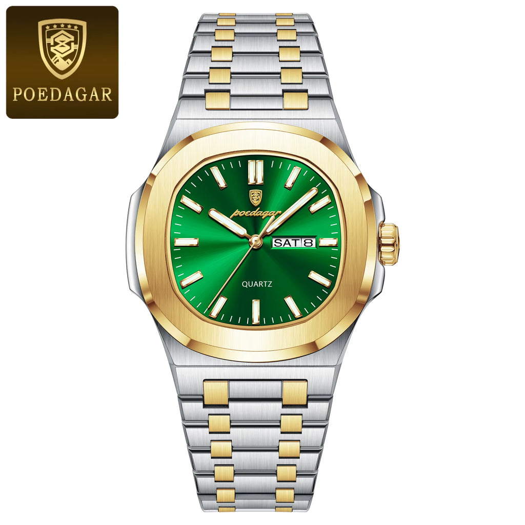 Luxury Military Man Watch Square Waterproof Luminous Date Week Men Watch Stainless Steel Quartz Men'S Watches Reloj+Box