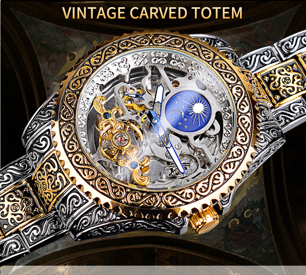 Forsining Skeleton Carved Tourbillon Mechanical Watches Luxury Men'S Wristwatch