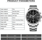 Herrenuhren Mit Lässiger Wasserdichter Chronographen Quarzuhr Aus Edelstahl Und Metall, Auto Date in Farbenfrohen Zeigern