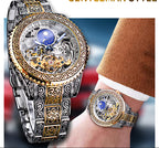 Forsining Skeleton Carved Tourbillon Mechanical Watches Luxury Men'S Wristwatch