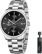 Herrenuhren Mit Lässiger Wasserdichter Chronographen Quarzuhr Aus Edelstahl Und Metall, Auto Date in Farbenfrohen Zeigern