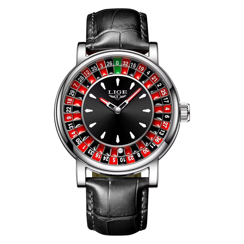 Fashion Men Watch Rotating Dial Las Vegas Roulette Desktop Theme Watch Men Waterproof Luminous Clock Watches Creative Clock