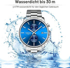 Herrenuhren Mit Lässiger Wasserdichter Chronographen Quarzuhr Aus Edelstahl Und Metall, Auto Date in Farbenfrohen Zeigern